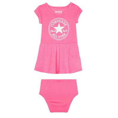 Baby girls' pink logo print dress and nappy cover set